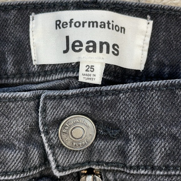 Reformation Peyton Zip Ultra High Rise Bootcut Jeans Solana Washed Black 25 - Picture 11 of 14